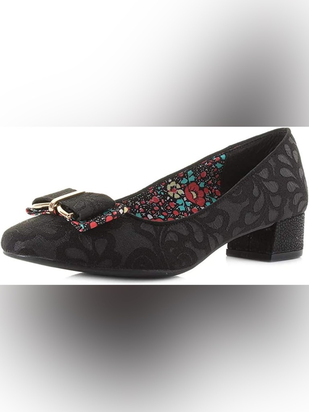 Ruby Shoo size 10 new in box black heel with floral lining accent